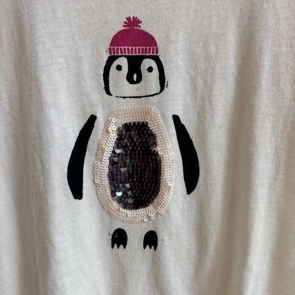 J Crew Collectible Tee Sequin Penguin Ivory Short Sleeve Womens Size XS - Picture 3 of 8